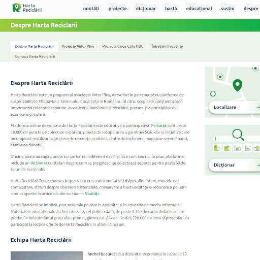 About Harta Reciclarii page